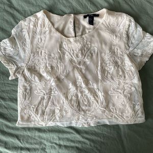 Cream Lace Crop Top